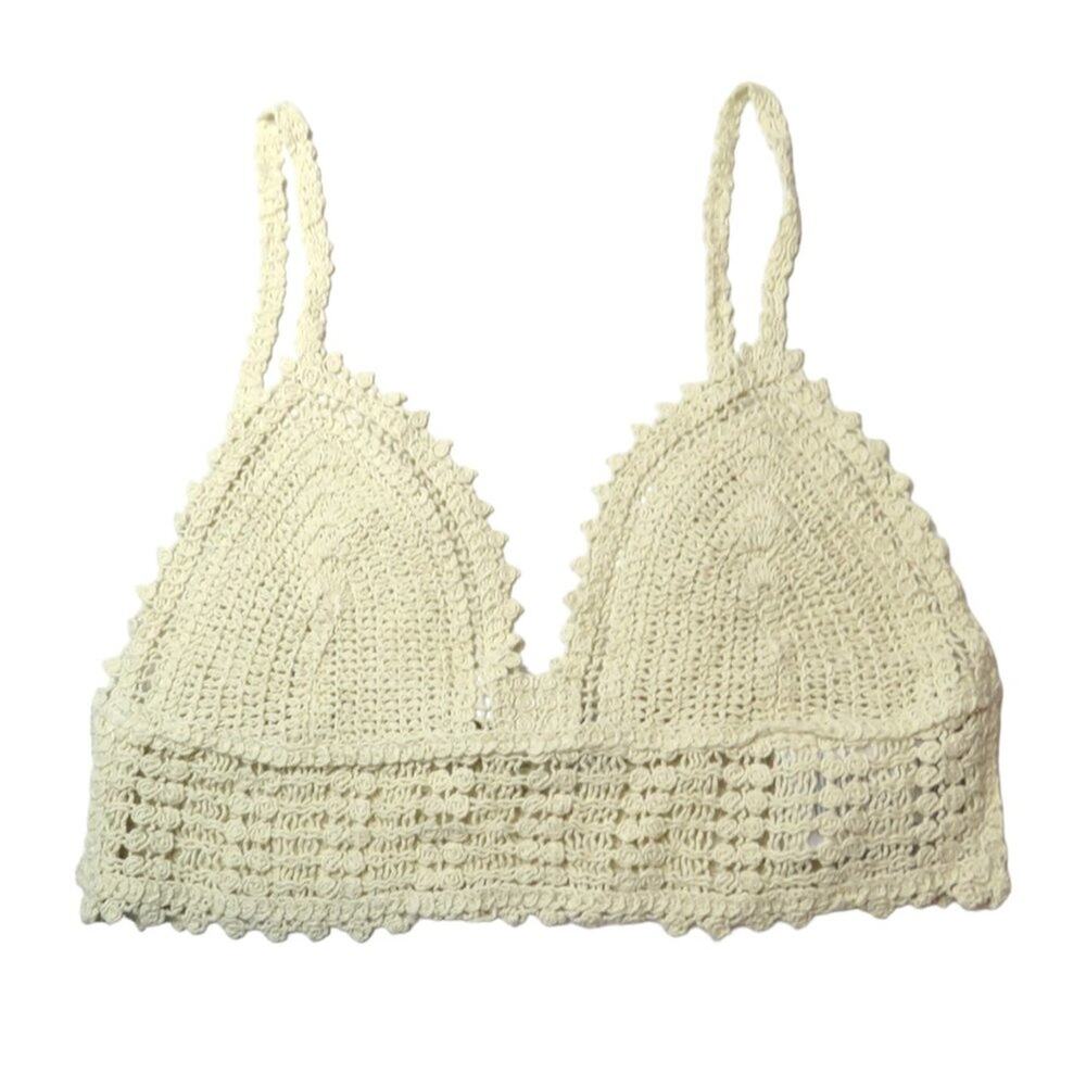 ASOS Something New x Klara Hellqvist Crochet Cropped Cami Top Beige Bralette Med - Picture 6 of 12
